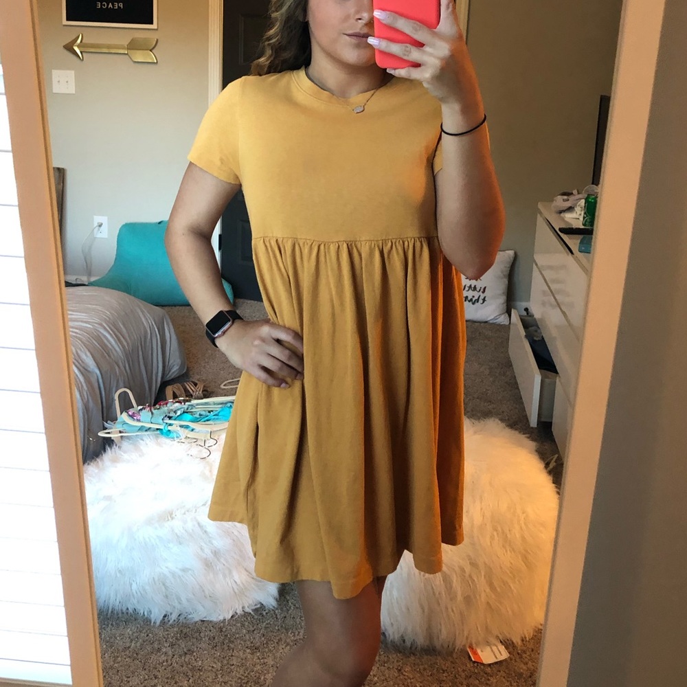 mustard baby doll dress
